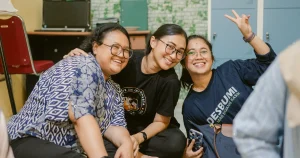 Three smiling Indonesian women