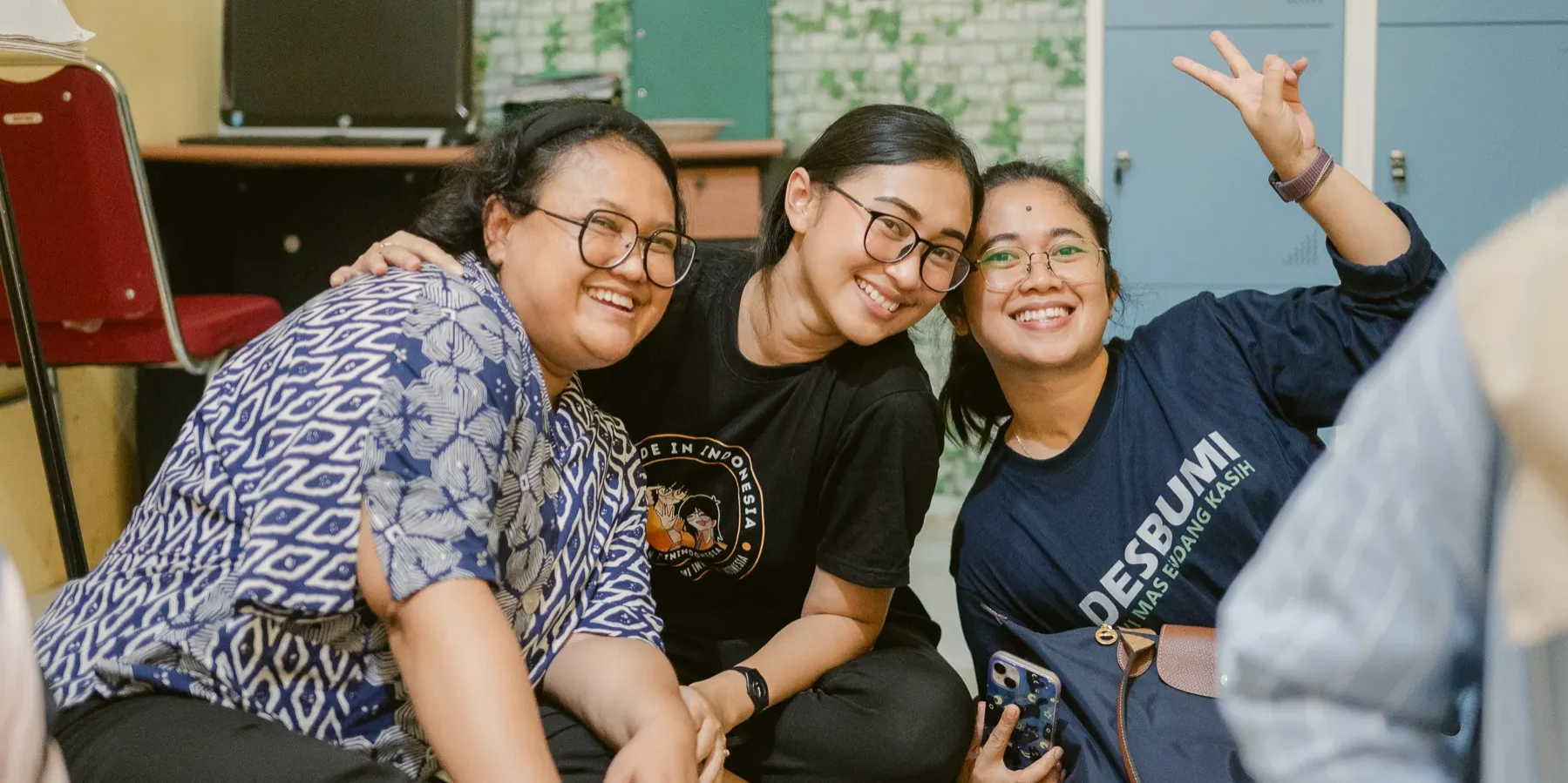 Three smiling Indonesian women
