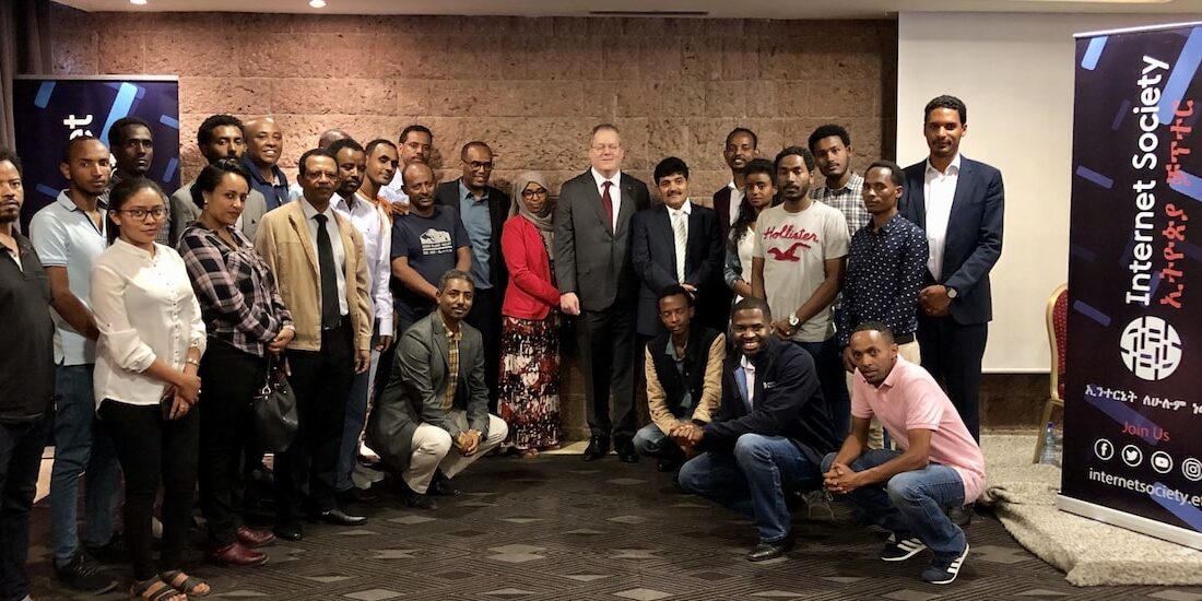 Members of the Ethiopia ISOC chapter gather to celebrate its launch